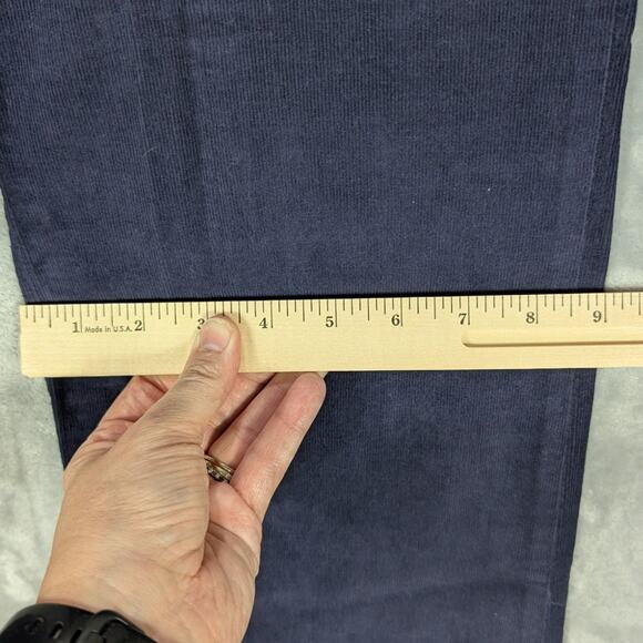 Izod Corduroy Pants Womens 12 Navy Blue Stretch Jeans Embroidered Office Preppy - Picture 9 of 11